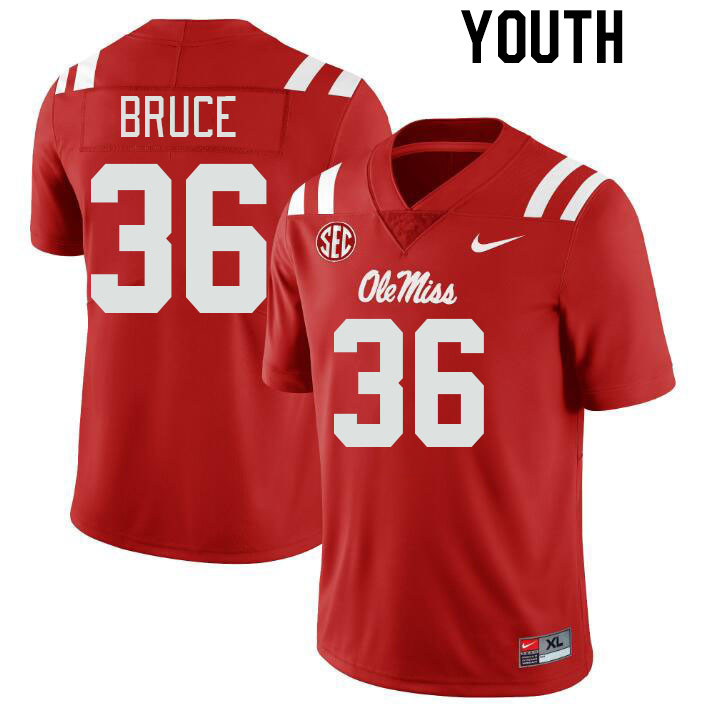 Youth #36 Zamari Bruce Ole Miss Rebels College Football Jerseys Stitched-Red